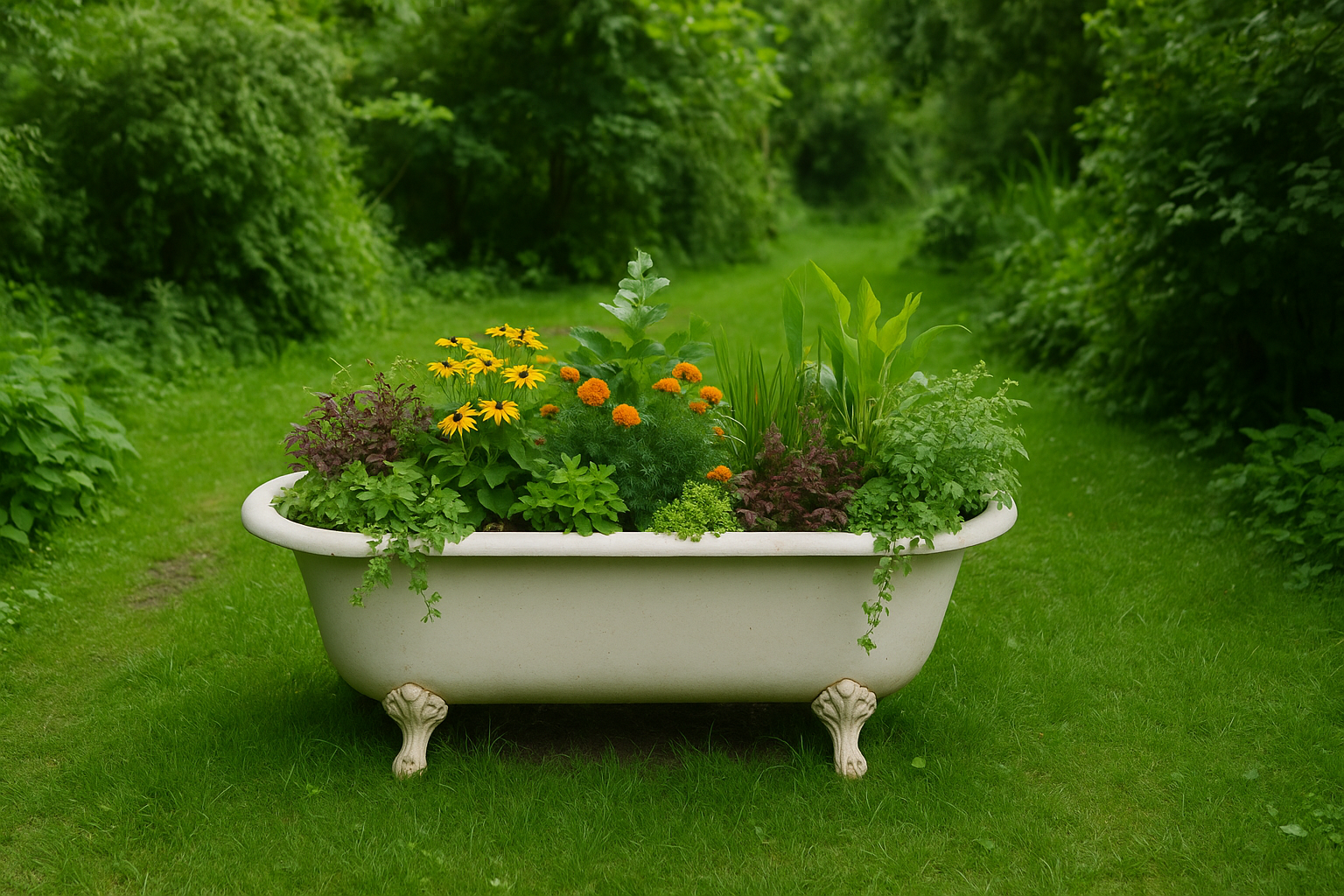 Eine kreative Verwendung alter Badewannen im Garten oder als Möbelstücke