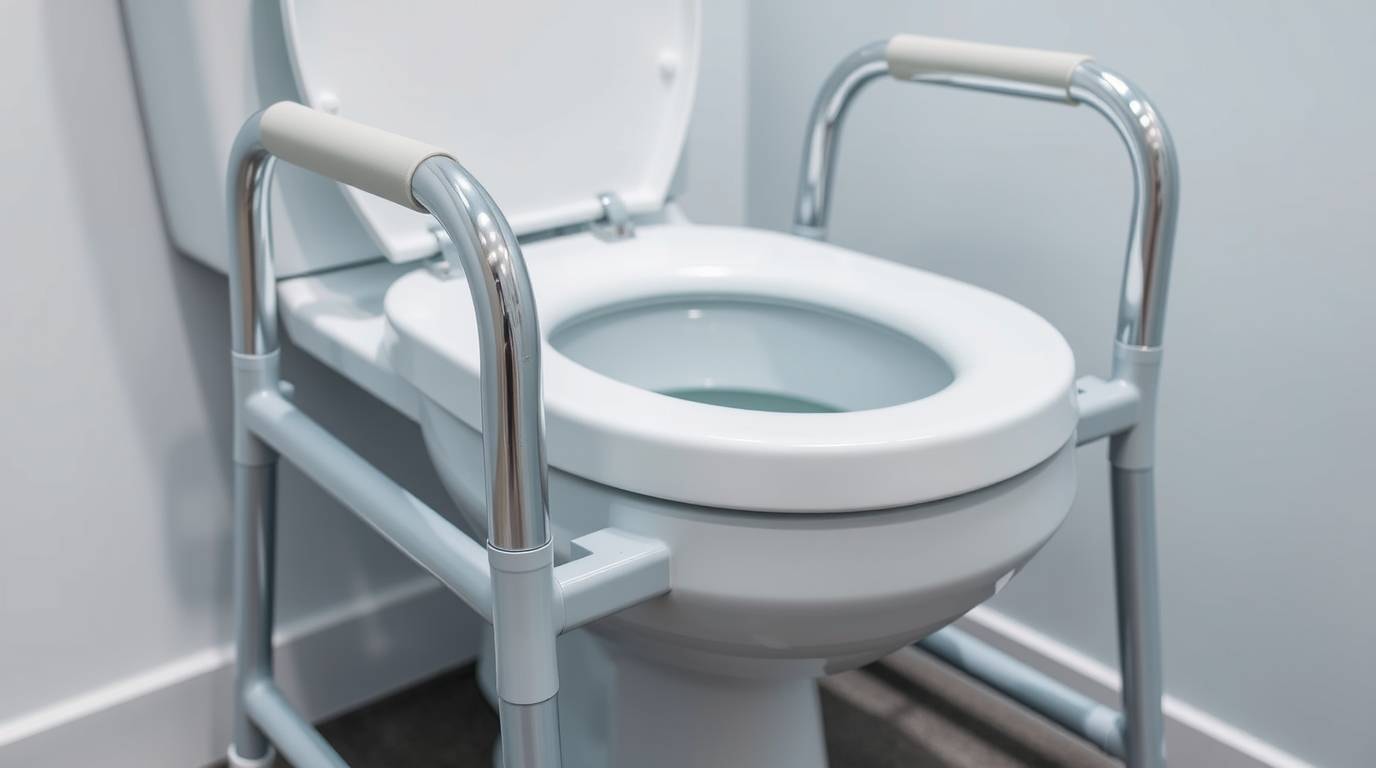 Illustration eines robusten und bequemen WC-Sitzes für erhöhte Toiletten