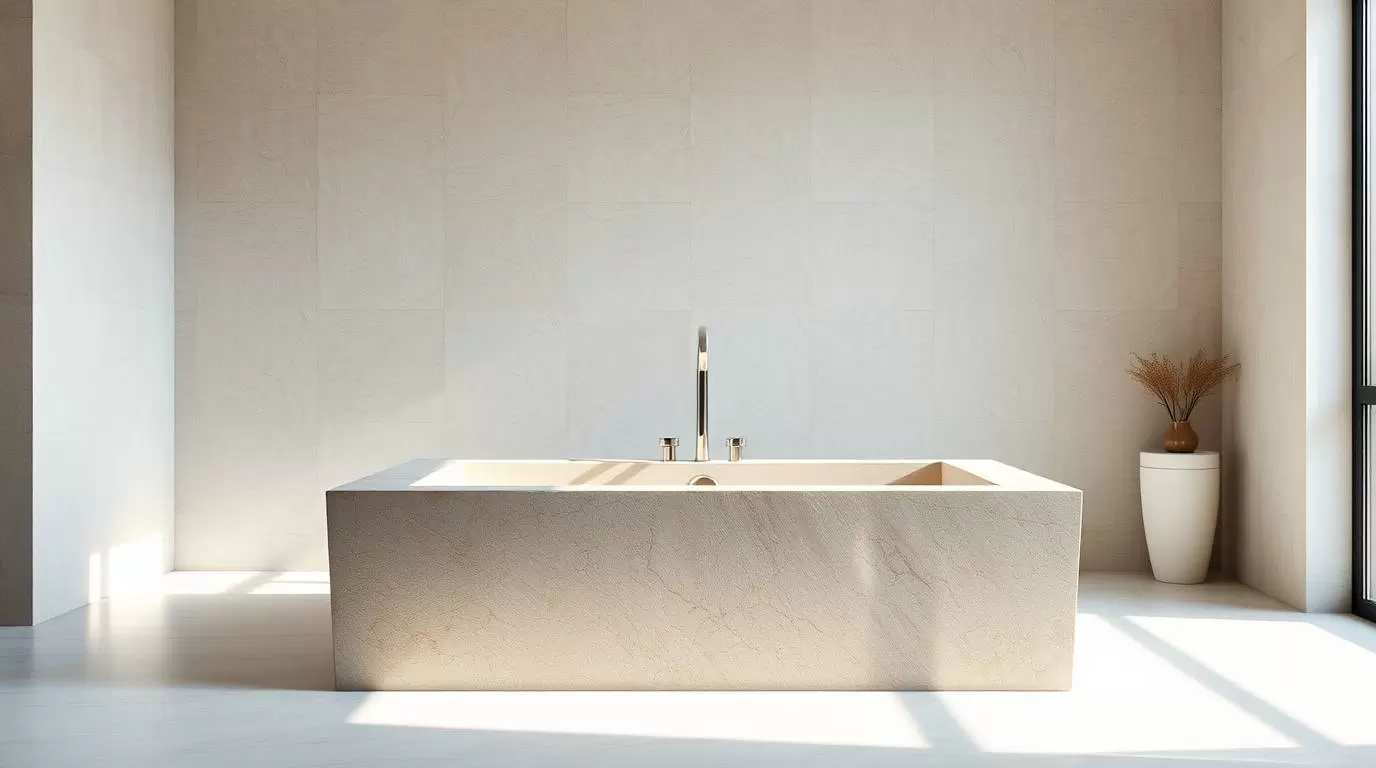 Freistehende Naturstein-Badewanne