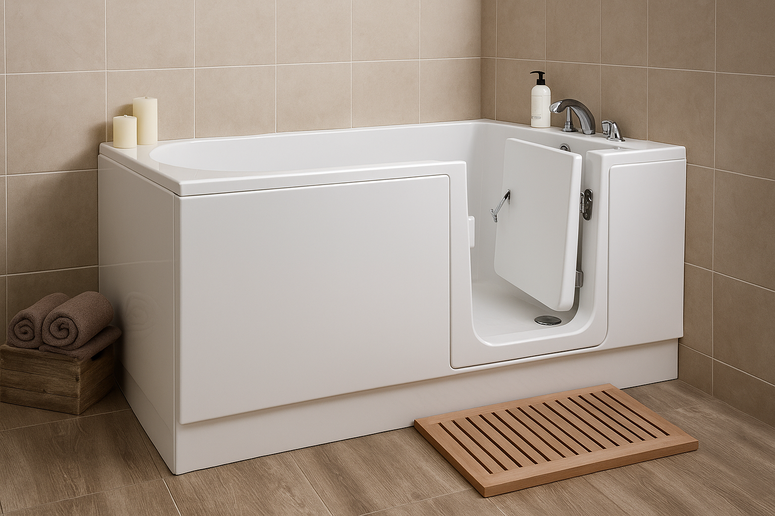Eine begehbare Badewanne