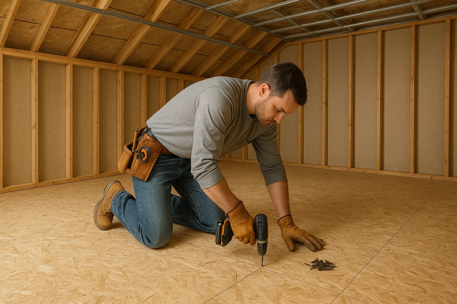 Verlegung von OSB-Platten auf dem Dachboden