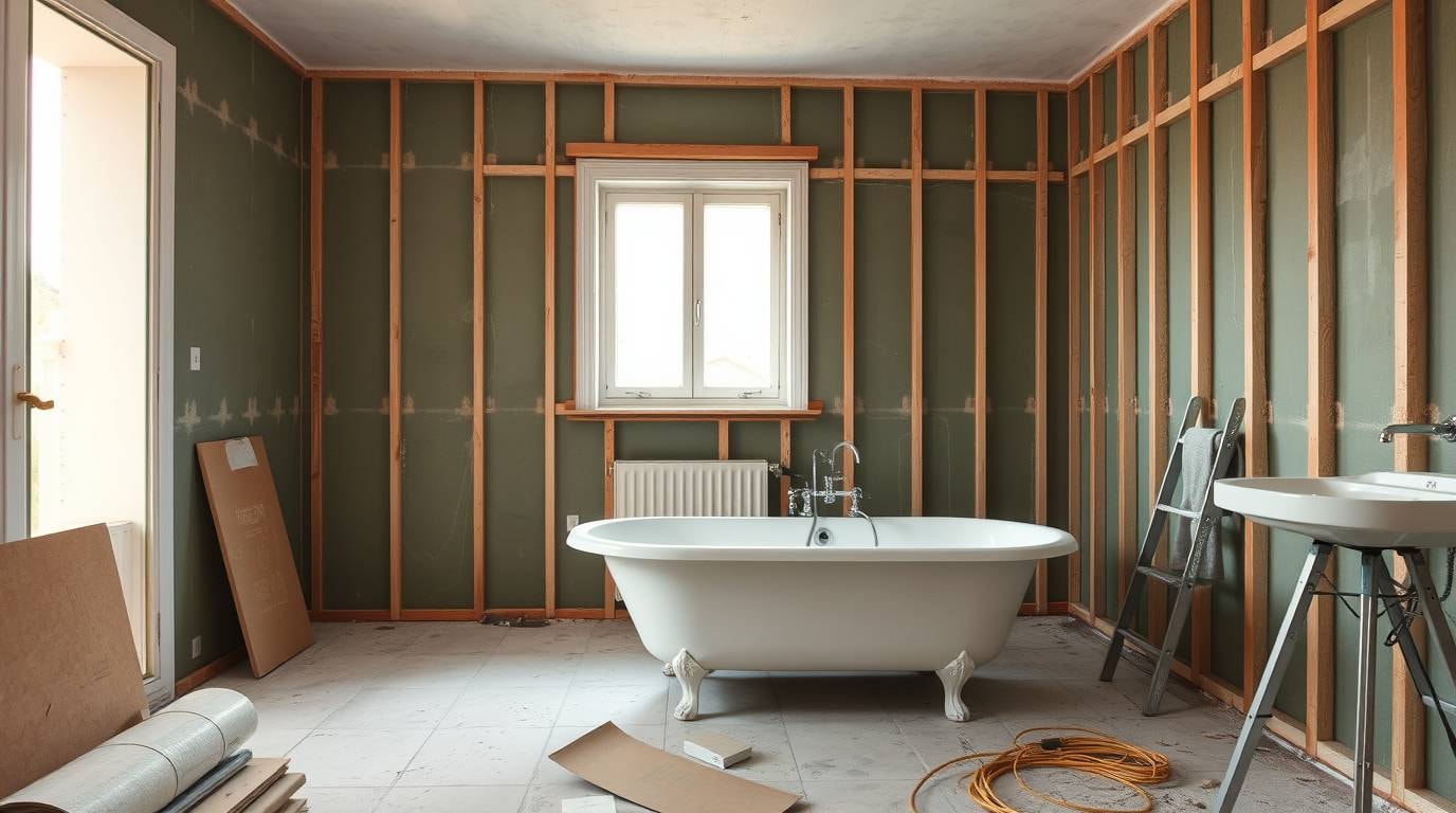 Illustration von Trockenbau im Badezimmer