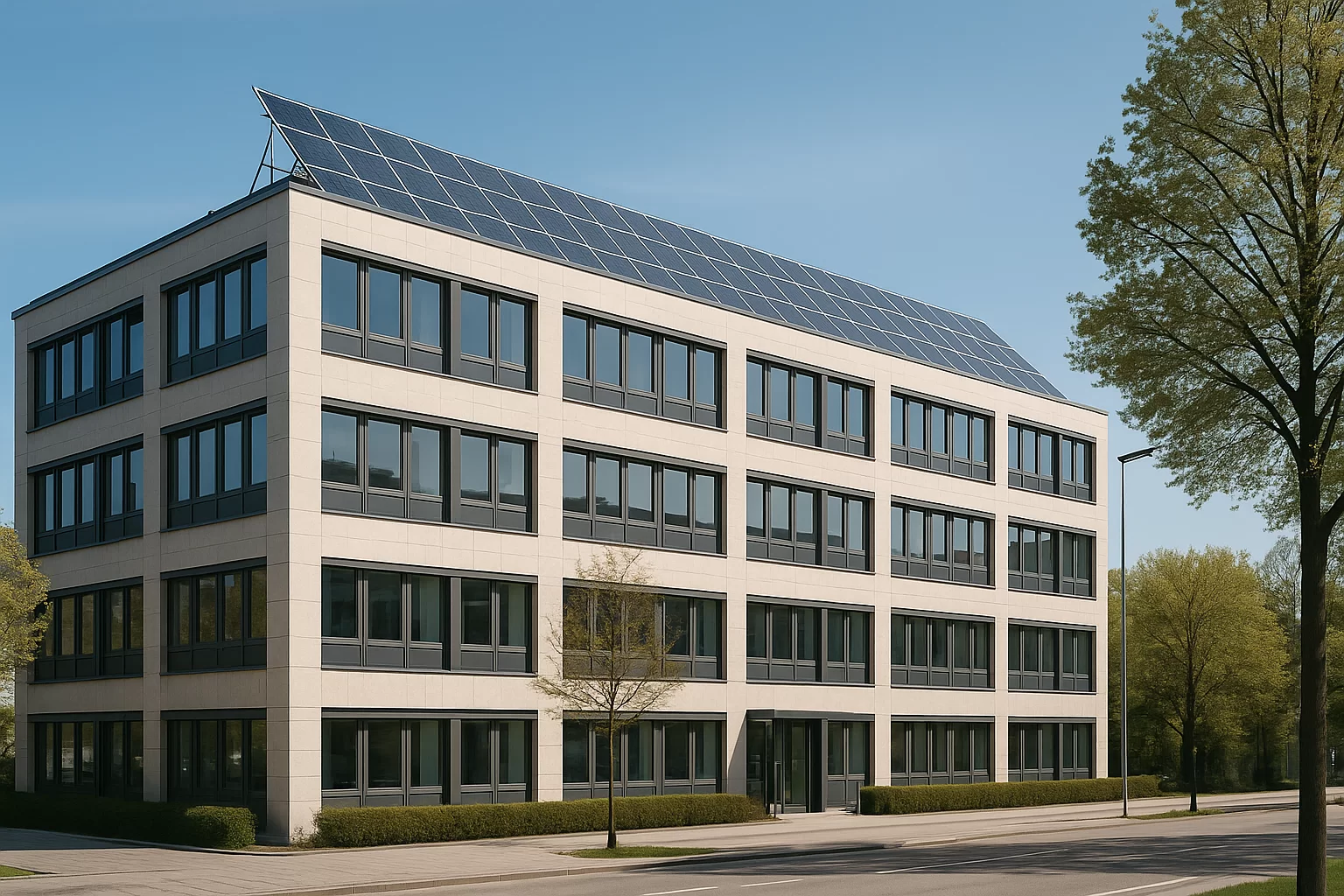 Moderne Architektur mit festverglasten Fenstern