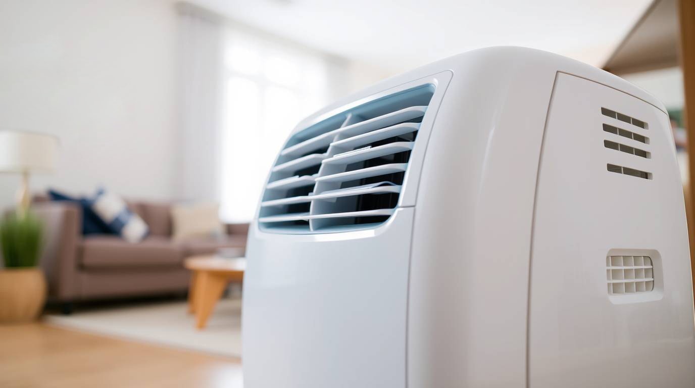 Eine kompakte Monoblock Klimaanlage, die in einem kleinen Raum verwendet wird.