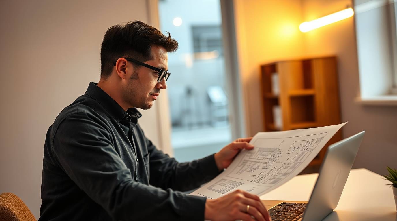 Ein Architekt arbeitet über die Planung und Gestaltung des Dachgeschosses