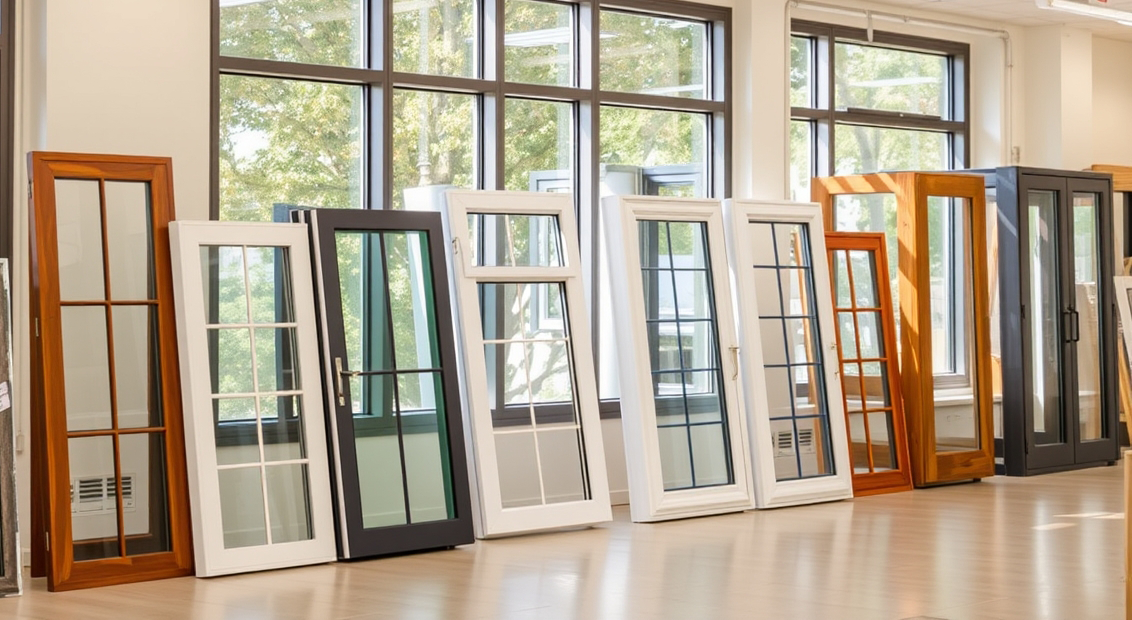 Illustration von verschiedenen Fenstermaterialien und Öffnungsmechanismen