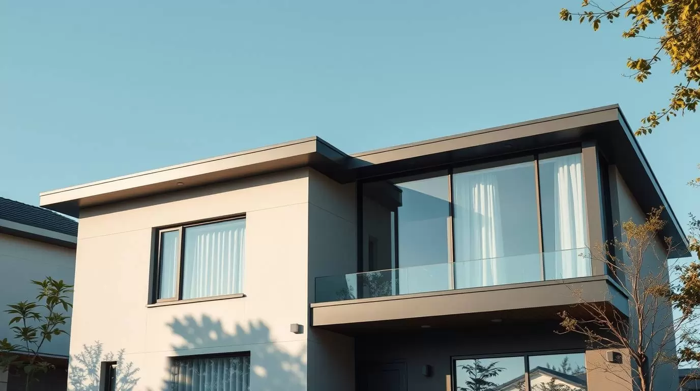 Flachdach mit Dachabdichtung und Dachflächen, flache Dachlandschaft