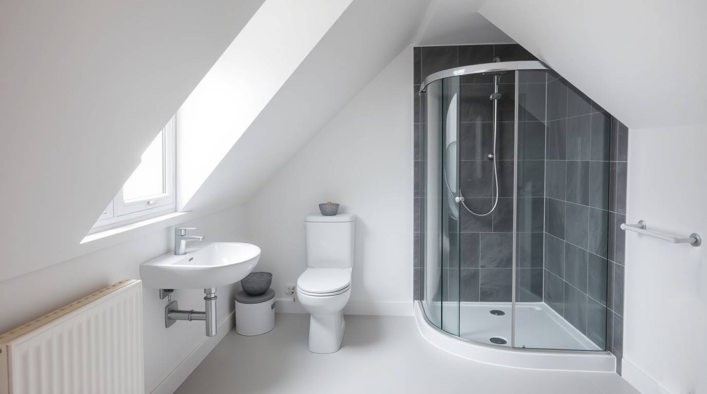 Badezimmer mit Dachfenster und Badewanne