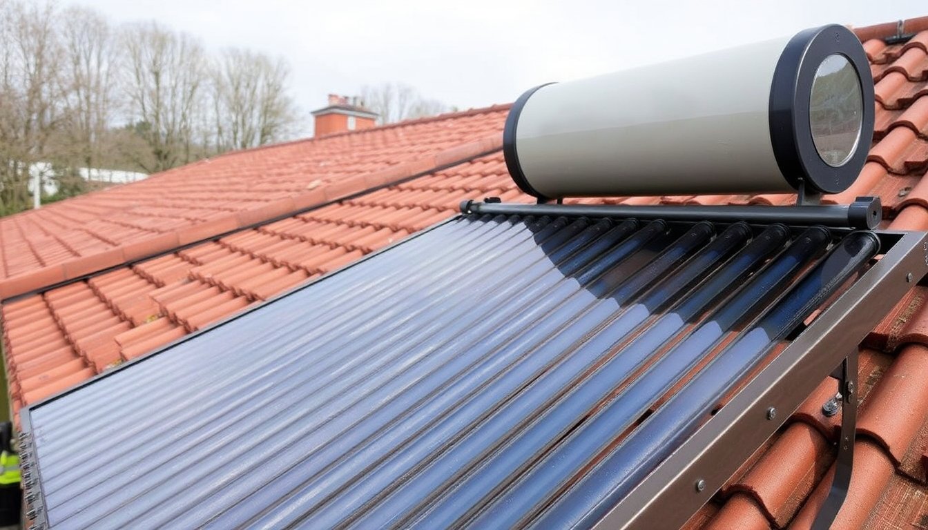 Illustration einer Solarthermieanlage zur Nutzung erneuerbarer Energien