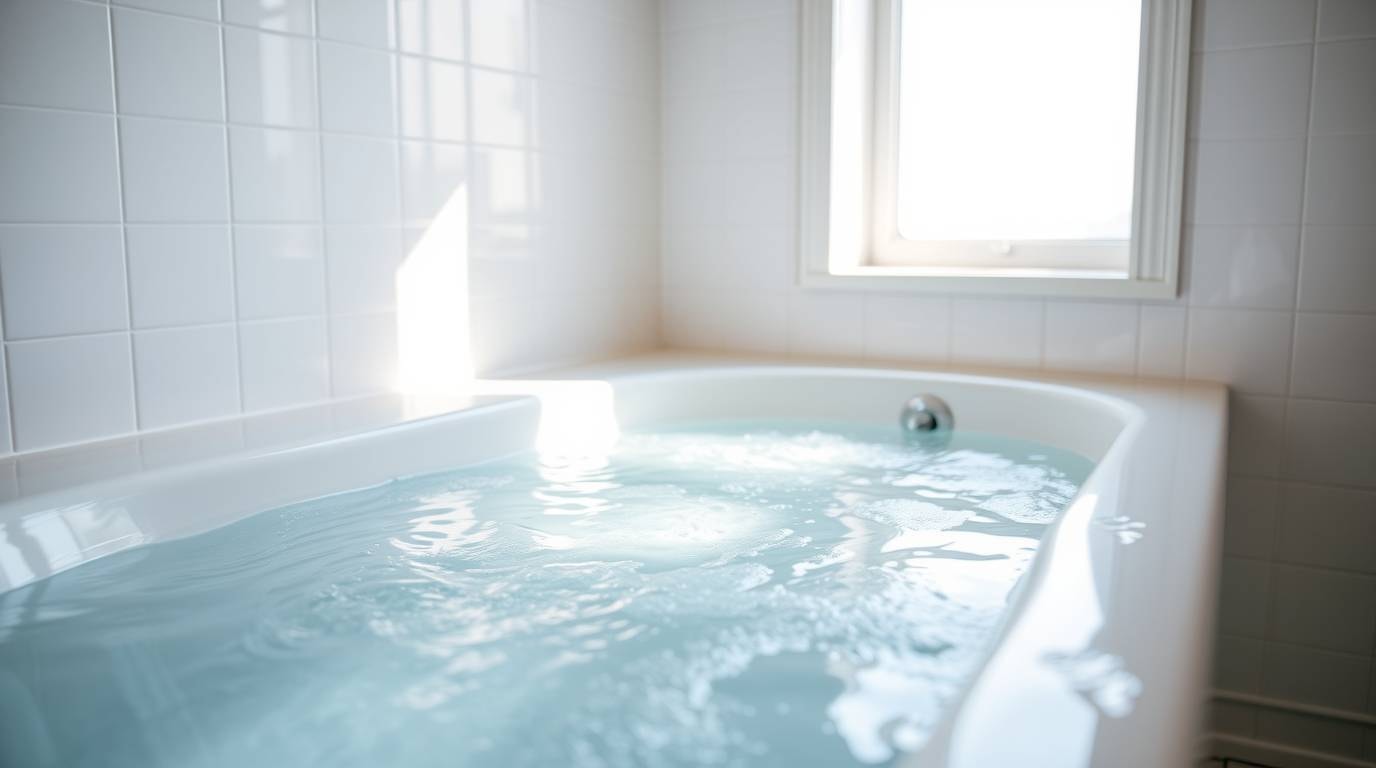 Illustration einer Badewanne mit der richtigen Wassertemperatur