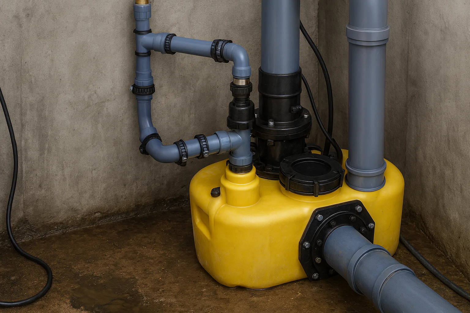 Illustration einer Hebeanlage für Abwasser