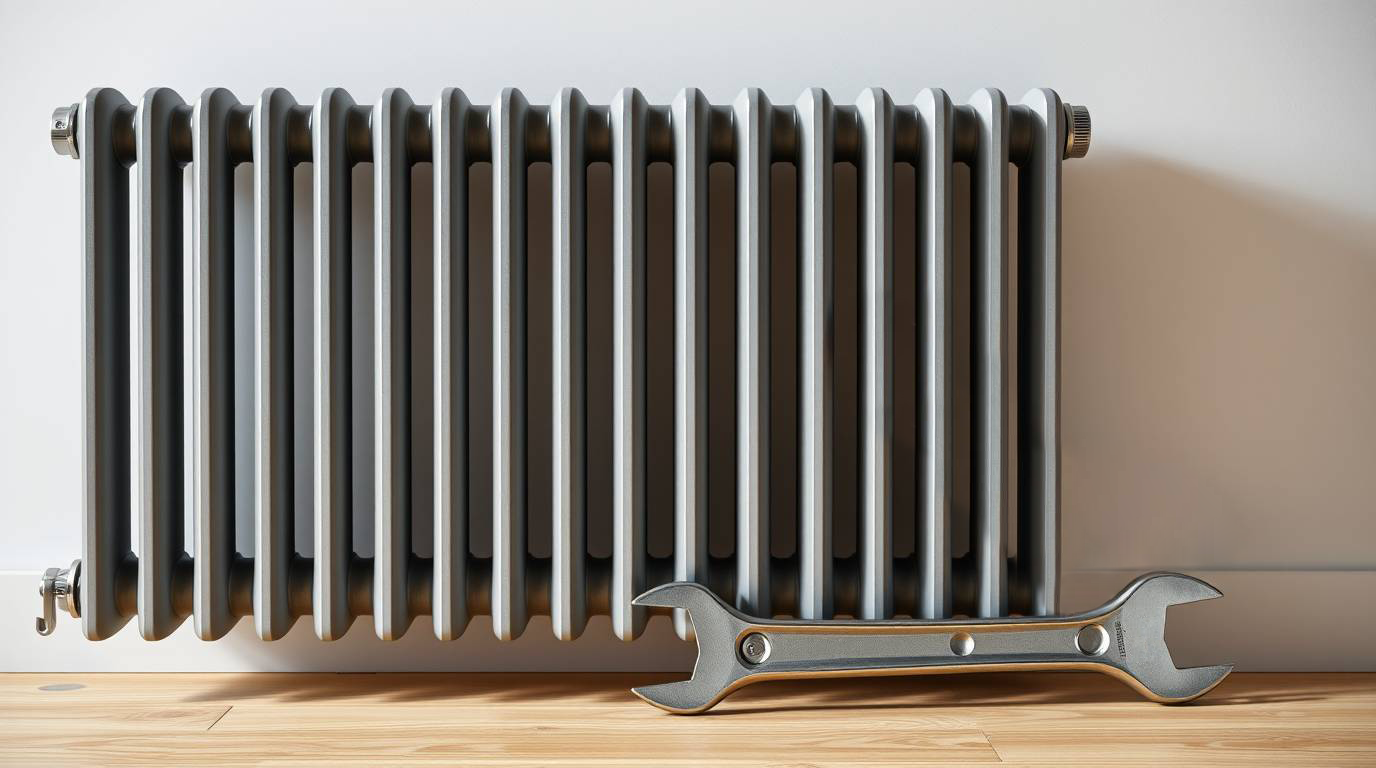 Heizkörper mit Schraubenschlüssel