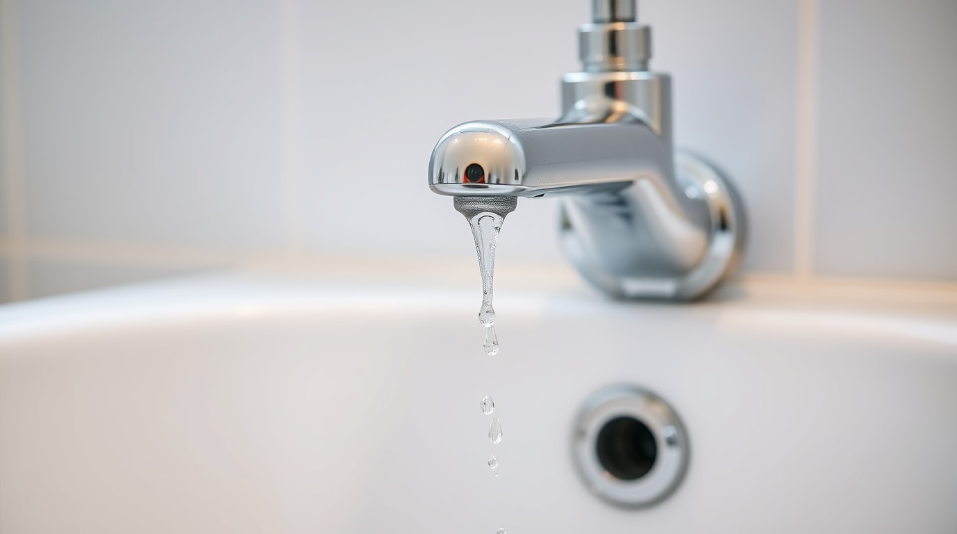 Wassertropfen am Wasserhahn