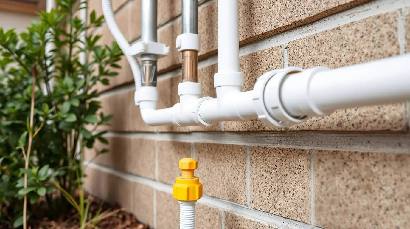 Illustration von verschiedenen Arten von Wasserleitungen im Haus