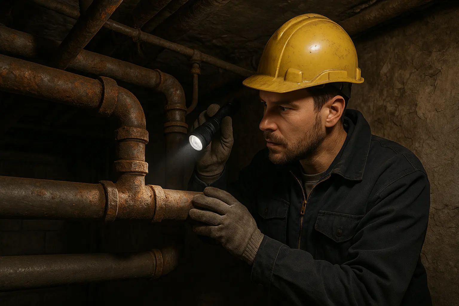 Eine künstlerische Darstellung von Eisen- und Kupferablagerungen in Wasserleitungen