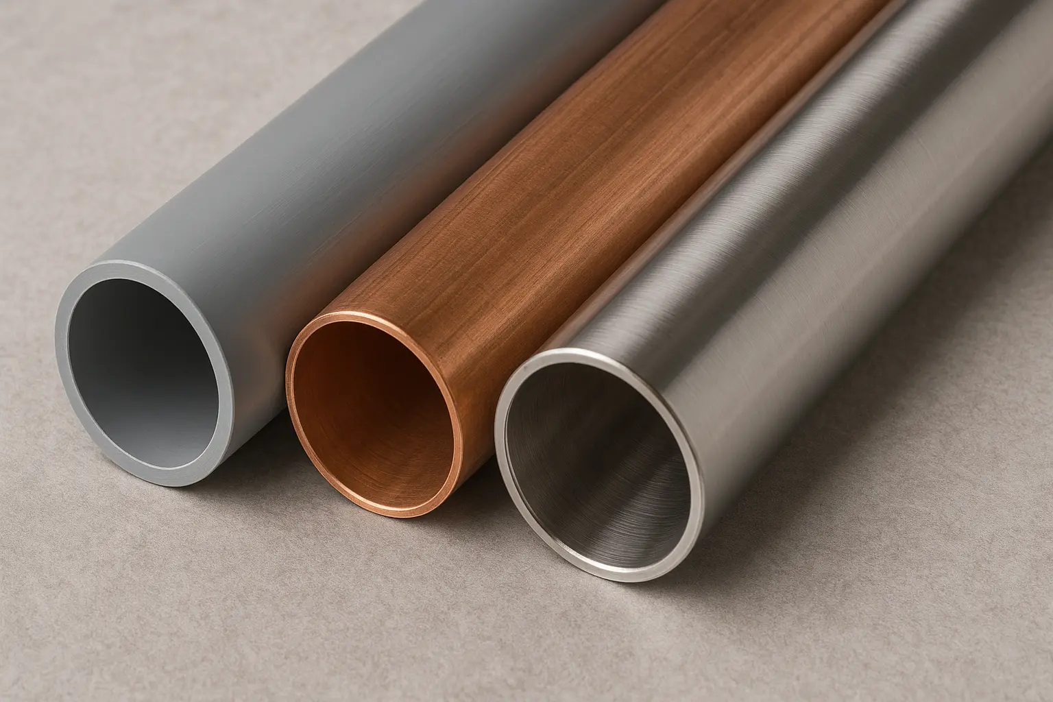 Illustration von verschiedenen Materialien für Wasserleitungen