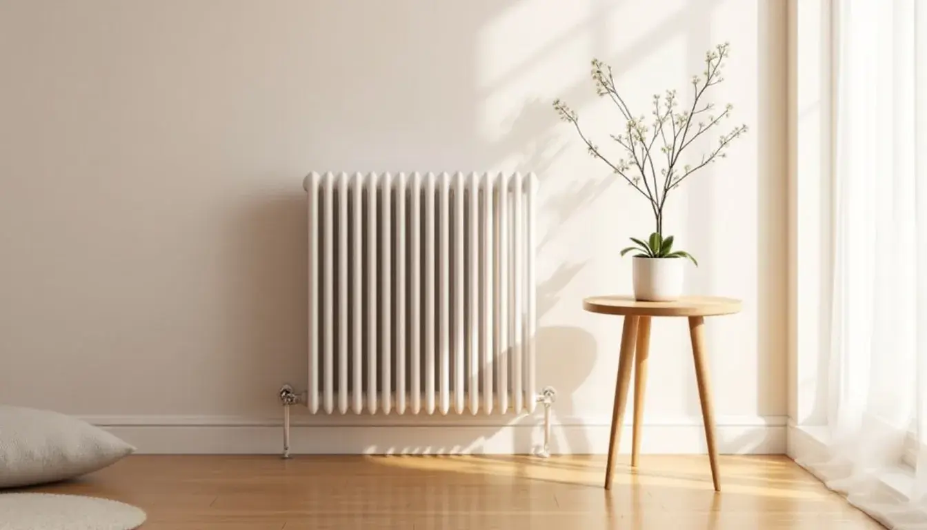 Ein Niedertemperatur-Heizkörper im modernen Wohnraum.